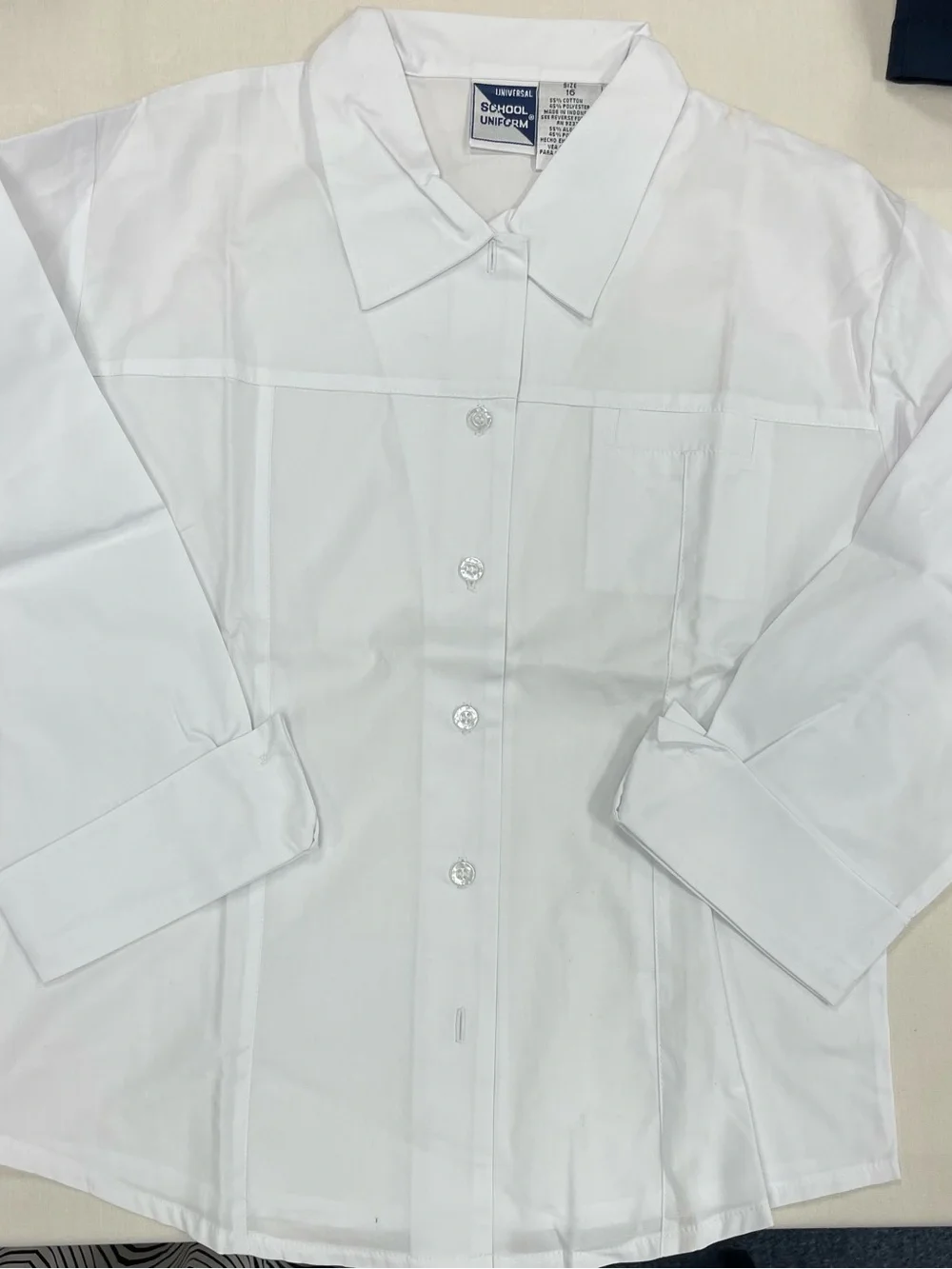 Universal White School Uniform Button-Front Blouse